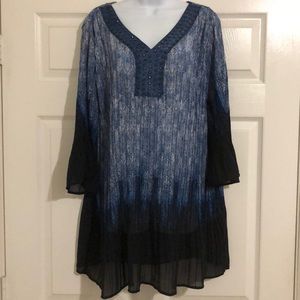 Catherines lovely blue with rhinestones top 2XL